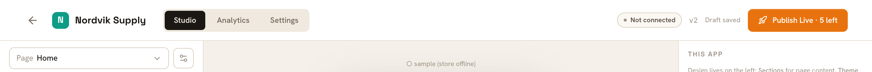 The chip and the Store connection panel. Refresh re-runs the live check — it does not re-link anything.